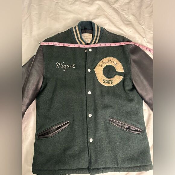 Vintage 60s DeLONG Letterman Varsity Jacket Wrestling State Chenille Patch Sz 38 - Picture 7 of 10